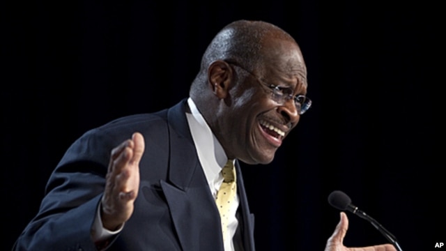 Republican presidential hopeful Herman Cain gestures during a speech at the Values Voter Summit in Washington, October 7, 2011.
