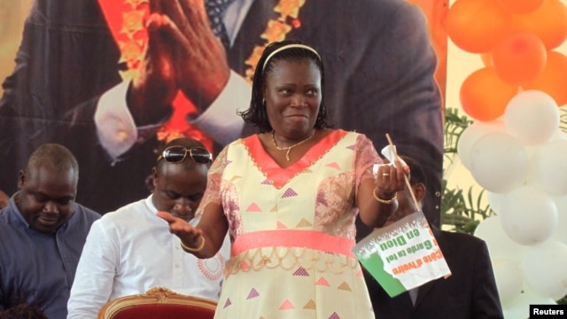 Simone Ehivet Gbagbo, wife of Laurent Gbagbo, attends a rally at the Culture Palace in Abidjan, January 15, 2011.