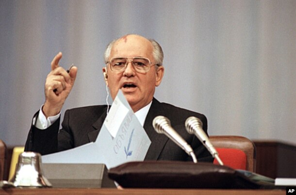 1991年9月4号,苏联领导人戈尔巴乔夫在一次改革会议上讲话(资料照)