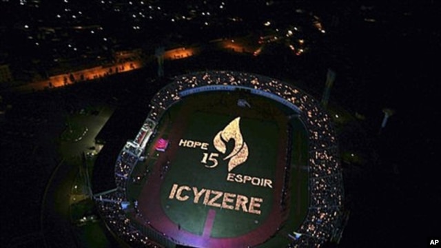 A candlelight display is seen from the air, during a ceremony to mark the 15th anniversary of the start of the Rwandan genocide at Amahoro Peace Stadium, Kigali, Rwanda (File Photo)