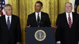 Prezida Obama Ariko Atangaza kw'Agenye Chuck Hagel Kuba Umushikiranganji Ajejwe Kwivuna Abansi na John Brennan Kuba Umuyobozi w'Ibiro vy'Iperereza, C-I-A.