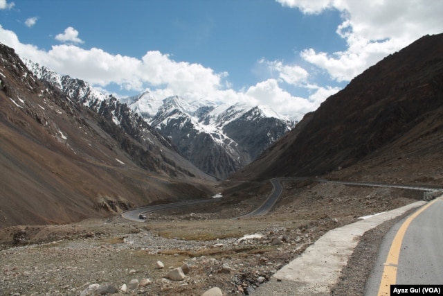 Karakorum Highway snake pasts some of the highest mountains on earth.