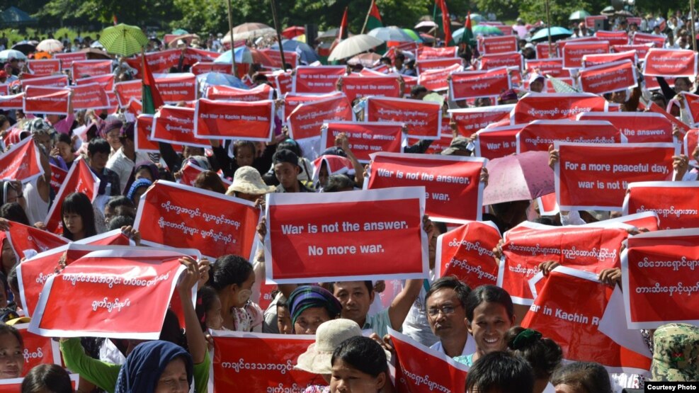 ကခ်င္စစ္ပဲြရပ္တန္႔ေရး ဆႏၵျပ (Hkun Awng Nlam)