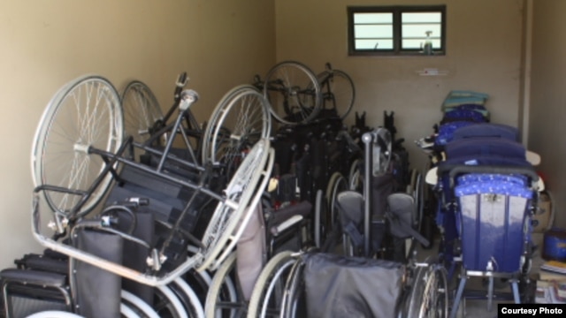 Wheelchairs piled into a storage room near Zithulele Hospital … Therapist Shannon Morgan says the wheelchairs aren’t suitable for rough local terrain (Photo:D.Taylor)