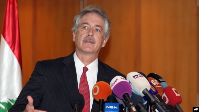 U.S. Deputy Secretary of State William Burns speaks during a press conference at Rafik Hariri International Airport in Beirut, Lebanon, July 13, 2012.