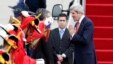U.S. Secretary of State John Kerry, right, greets upon his arrival at Seoul military airport in Seongnam, South Korea, Apr. 12, 2013. 