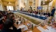 General view of delegates in the Long Gallery of Lancaster House during the Friends of Yemen ministerial meeting in central London, Thursday March 7, 2013.  