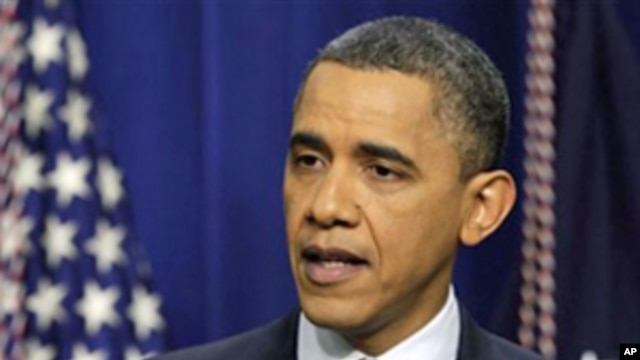 US President Barack Obama during a news conference at the White House, February 15, 2011