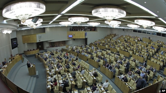 Members of the State Duma, lower parliament chamber, is seen during a session in Moscow, Russia, July 10, 2012.