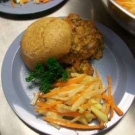 A sloppy Joe and jicama apple salad make up the winning student chef entry in the Iron Chef School Lunchroom competition.