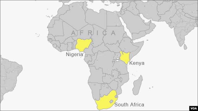 Map showing African nations looking to build or expand nuclear power centers.