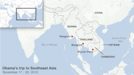 President Obama's stops in Burma, Thailand and Cambodia.