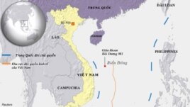Bản đồ khu vực nơi Trung Quốc hạ đặt giàn khoan dầu.