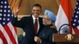 U.S. President Barack Obama, left, and Indian Prime Minister Manmohan Singh, embrace following a joint statement and press conference  at  Hyderabad House in New Delhi, India, Monday, Nov. 8, 2010. (file) 