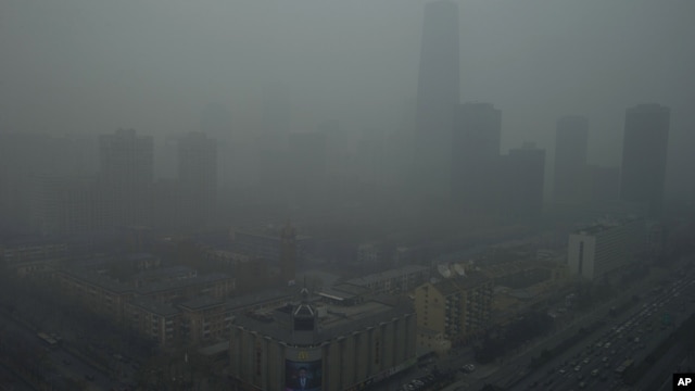 Skyscrapers are obscure by heavy haze in Beijing Jan. 13, 2013.