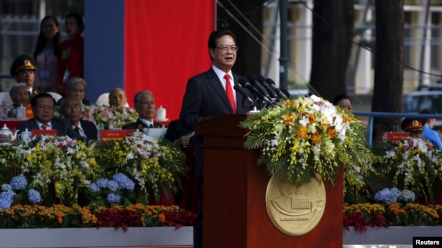 Ông Nguyễn Tấn Dũng đọc diễn văn khai mạc buổi lễ đánh dấu ngày kết thúc Chiến tranh Việt Nam ở Sài Gòn, ngày 30/4/2015.