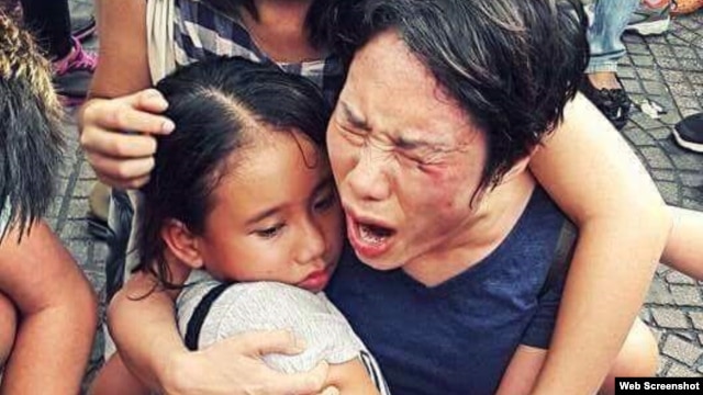 Bà Hoàng Mỹ Uyên và con gái được cho là nạn nhân trong vụ xô xát giữa lực lượng an ninh Việt Nam với người biểu tình hôm 8/5 ở Sài Gòn. 