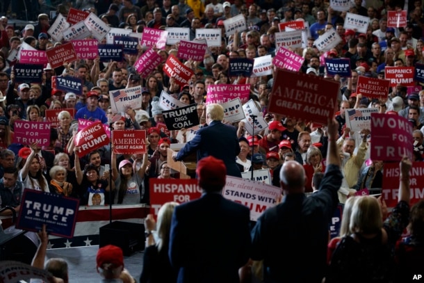 Republican presidential candidate, Donald Trump, speaks during a campaign rally, Nov. 5, 2016, in Denver.