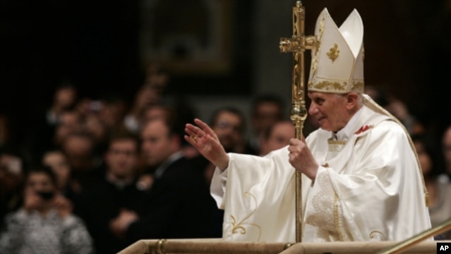 Pope Benedict XVI, at  Vatican's St. Peter's Basilica, Dec. 12, 2011.
