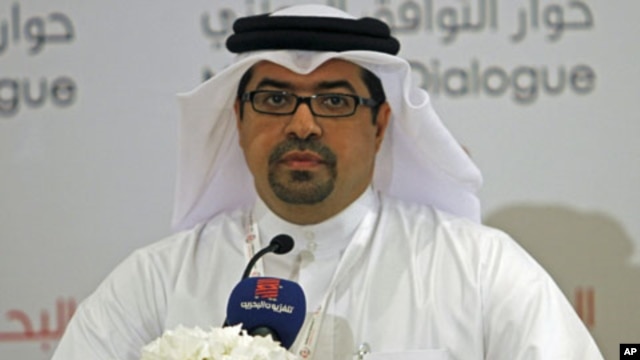 Isa Abdul Rahman, spokesperson for Bahrain's National Dialogue Committee, speaks during a news conference held after the inauguration of the national dialogue, in Manama, Bahtain, July 2, 2011