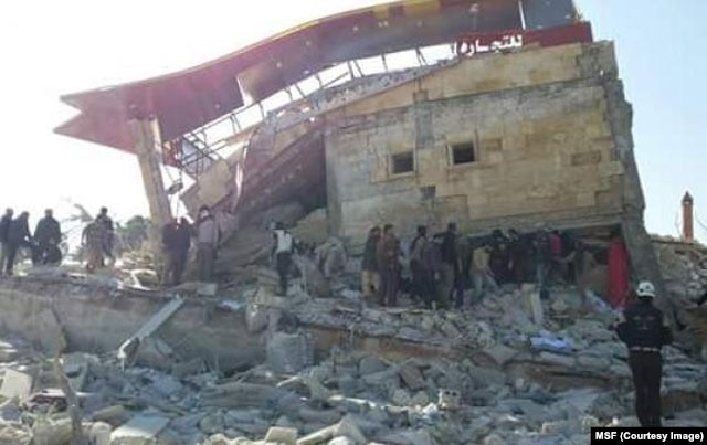 The ruins of a hospital in Idlib province in northern Syria are seen in this image provided by Doctors Without Borders, Feb. 15, 2016.