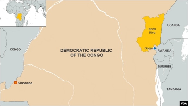DRC map, North Kivu province