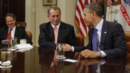 President Barack Obama hosts bipartisan meeting with Congressional leaders, Roosevelt Room of White House, November 16, 2012.