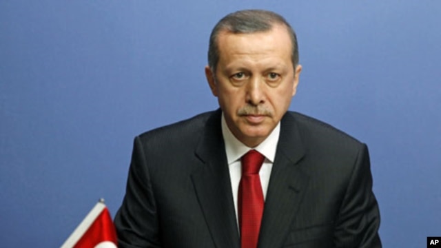 Turkey's Prime Minister Tayyip Erdogan during a signing ceremony with Ukrainian President Viktor Yanukovych [not pictured], in Ankara, Turkey, December 22, 2011.