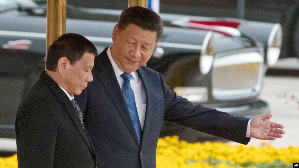 Tổng thống Philippines trong chuyến thăm Trung Quốc hôm 20/10.