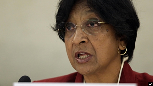 U.N. High Commissioner for Human Rights Navi Pillay addresses the 19th session of the Human Rights Council at the United Nations in Geneva, February 27, 2012.