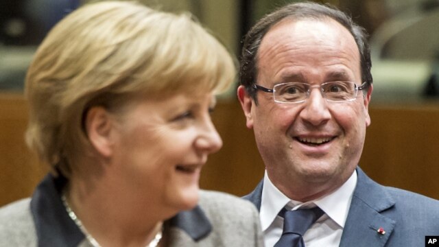 Chanceller alemã, Angela Merkel e o presidente francês, Fançois Hollande