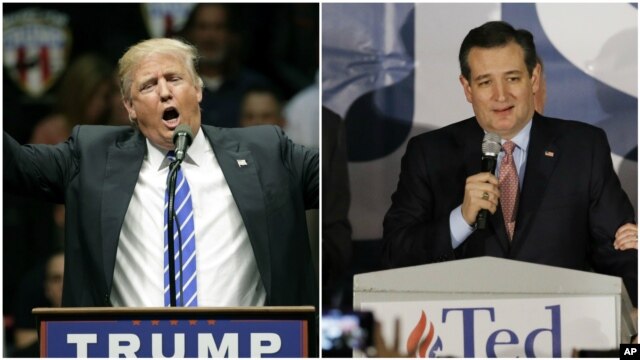 Ứng viên tổng thống đảng Cộng hòa Donald Trump và Ted Cruz.