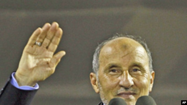 Chairman of Libya's National Transitional Council Mustafa Abdel Jalil speaking in Tripoli, Sep 12, 2011