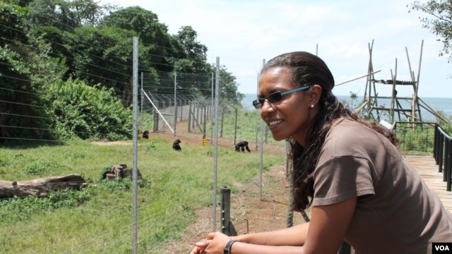 Lily Ajarova, director of Ngamba Island Chimpanzee Sanctuary, is warning Ugandans of the dangers of eating primates, November 8, 2012. (H. Heuler/VOA)