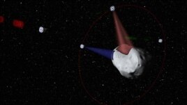 Esta imagen generada en computadora muestra el concepto de la empresa Planetary Resources de extraer minerales y combustible de los asteroides que se acercan a la tierra.