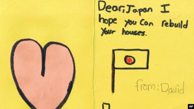 A letter, collected by Words of Hope for Japan, from a U.S. child for victims of the earthquake and tsunami.