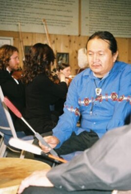 Tim Black Bear and the Porcupine Singers perform with the South Dakota Symphony Orchestra.