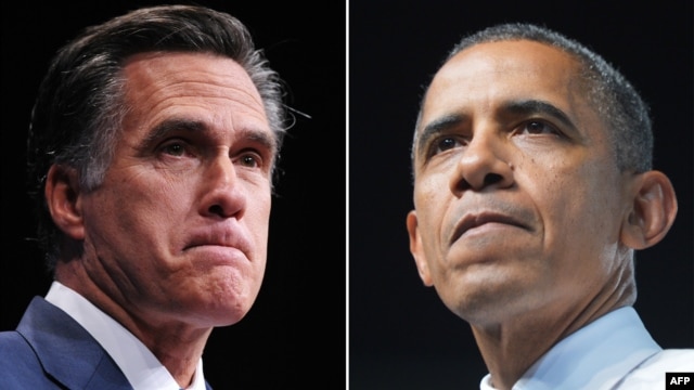 This combination of file pictures shows Republican presidential candidate Mitt Romney (L) and US President Barack Obama (R) 