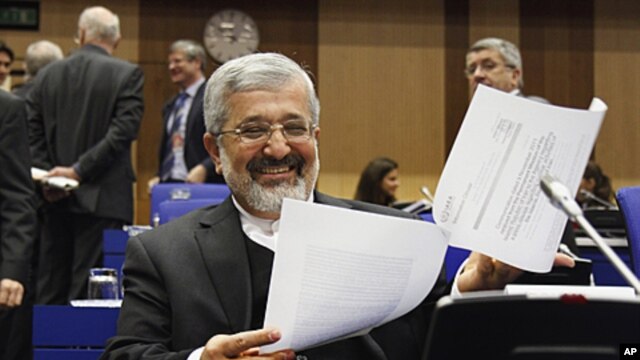Iranian ambassador to the IAEA, Ali Asghar Soltanieh, at board of governors meeting, Vienna, Nov. 18, 2011.