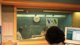 VOA Hausa Journalists Ibrahim Ka'almasih Garba and Kabiru Fagge in Studio