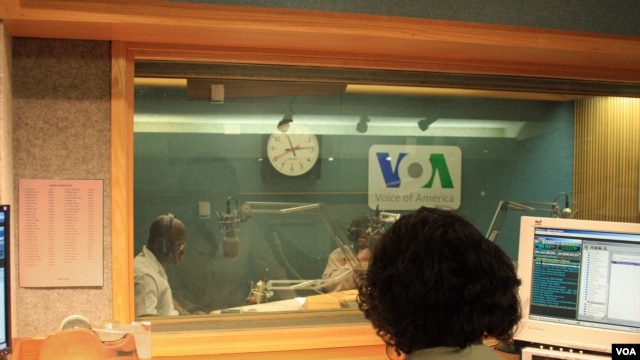 VOA Hausa Journalists Ibrahim Ka'almasih Garba and Kabiru Fagge in Studio