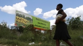 A Zimbabean woman walks past a billboard promoting male cirumcision to combat AIDS in the capital (Philimon Bulawayo/Reuters)