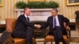 President Barack Obama shakes hands with NATO Secretary General Jens Stoltenberg during their meeting in the Oval Office of the White House in Washington, Monday, April 4, 2016. 
