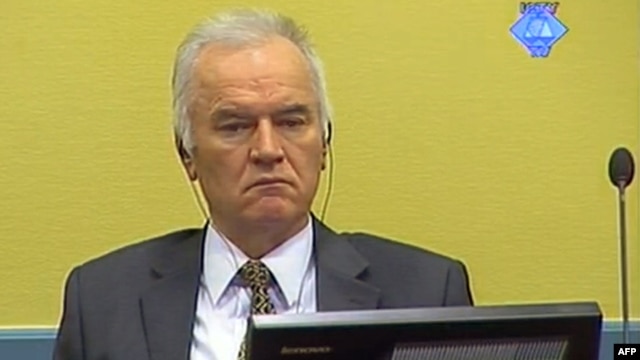 A screen grab released by the International Criminal Tribunal for the former Yugoslavia (ICTY) shows former Bosnian Serb army chief Ratko Mladic sitting in the courtroom in The Hague, May 16, 2012