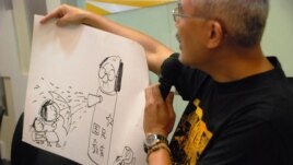 尊子漫畫諷刺毒害香港子女的國民教育由中國製造，香港教育局長吳克儉身不由己