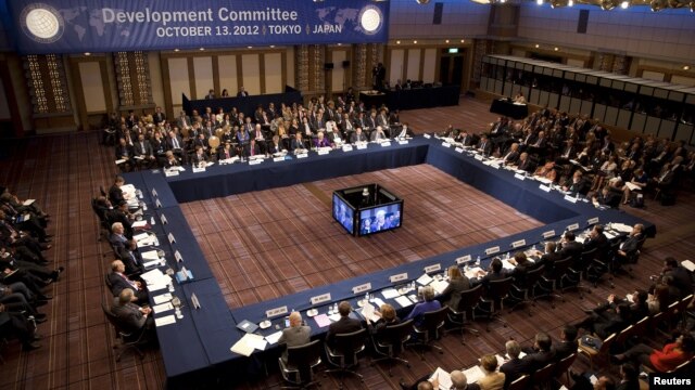 International Monetary Fund Managing Director Christine Lagarde speaks at the Development Committee at the IMF and World Bank Annual Meetings in Tokyo, Japan, October 13, 2012. 