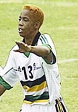 Eudy Simelane, seen here in action for South Africa’s national women’s football team, was raped and murdered near the South African township of Vosloorus. She was one of the first women to live openly as a lesbian in the area
