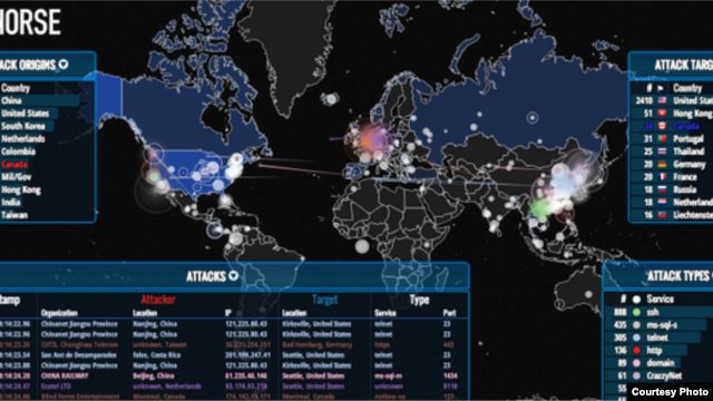 黑客网络攻击位置图 (网络图片)