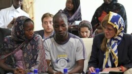 US ambassador Samantha Powers meet with Ebola survivors in Guinea