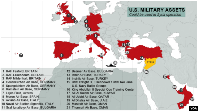 U.S. military assets that could be used in an operation in Syria.